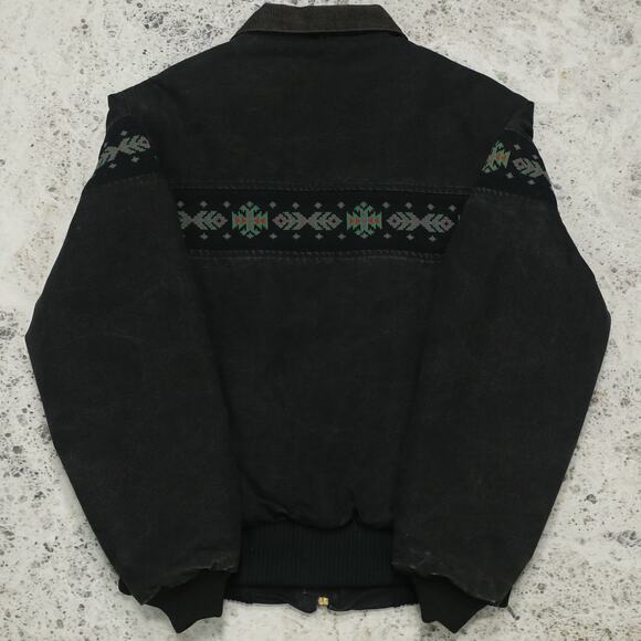 Vintage Carhartt JQ0405 Faded Black Aztec Jacket Size Medium - Large - Picture 5 of 16